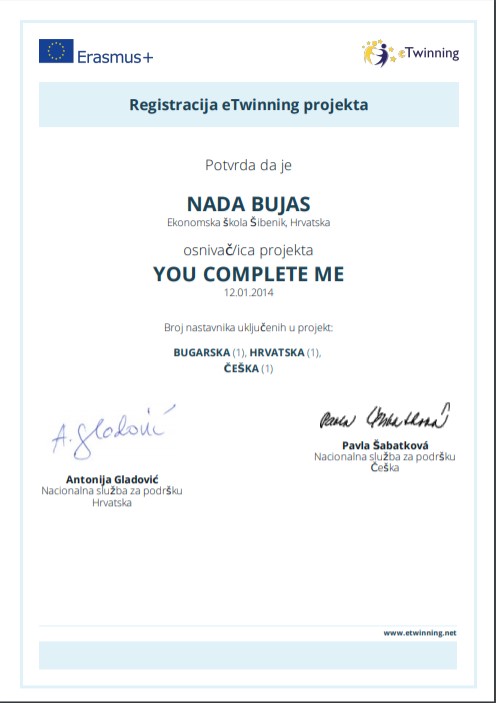 Registracija eTwinning projekta 12.01.2014.